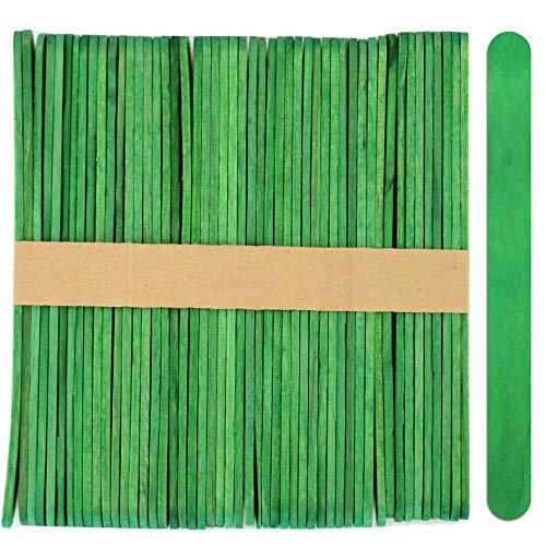 200 sticks, standard wood craft popsicle sticks 4.5 inch (green)