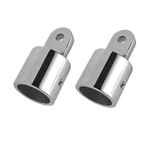 acelane 2 pcs bimini top cap external eye end boat fittings stainless steel marine hardware, fits 7/8 inches od round tubing (upgraded silver)