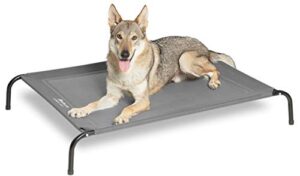 bedsure large elevated outdoor dog bed raised dog cots beds for large dogs, portable indoor & outdoor pet hammock bed with skid resistant feet, frame with breathable mesh, grey, 49 inches