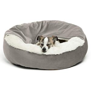 best friends by sheri cozy cuddler ilan microfiber hooded blanket cat and dog bed in gray 24x24"