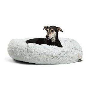 best friends by sheri the original calming donut cat and dog bed in shag fur frost large 36x36