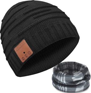 bluetooth beanie hat headphones caps novelty headwear gifts for men/dad/women (black)