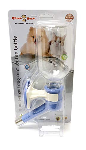 choco nose h590 patented no drip dog water bottle, small medium sized dog, cat water feeder, leak proof pet water bottle, mess free, bpa free, 11.2 oz / 330 ml. nozzle diameter: 16mm (cornflower blue)