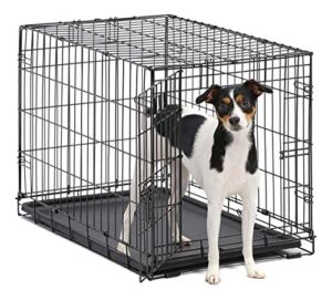 dog crate midwest icrate 30 inch folding metal dog crate w/ divider panel, medium dog, black