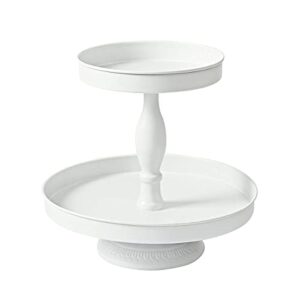 donosura cupcake stand for 24 cupcakes, wedding cake stands 2 tier white cupcake tower tiered serving trays metal dessert plates for tea party wedding birthday