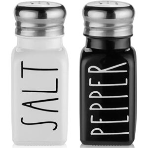 farmhouse salt and pepper shakers set by brighter barns cute modern farmhouse kitchen decor for home restaurants wedding gorgeous vintage glass black white shaker sets with stainless steel lids