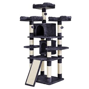 feandrea 67" multi level cat tree for large cats, with cozy perches, stable cat tower cat condo pet play house upct18g