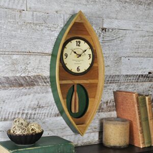 firstime & co. wood canoe pendulum clock, american crafted, wood, 7.5 x 3.5 x 18,