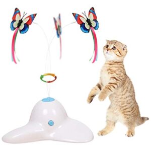 flurff cat toys, interactive cat toy butterfly funny exercise electric flutter rotating kitten toys, cat teaser with replacement
