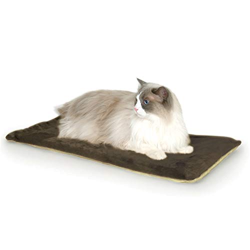 k&h pet products thermo kitty mat heated pet bed mocha 12.5 x 25 inches