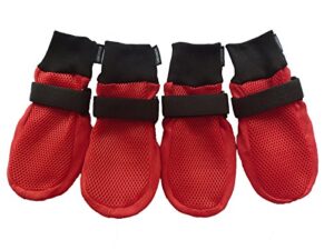 lonsuneer dog boots breathable and protect paws soft nonslip soles red color size x large inner sole width 3.15 inch