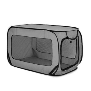 love's cabin 36in portable large dog bed pop up dog kennel, indoor outdoor crate for pets, portable car seat kennel, cat bed collection, grey