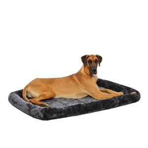 midwest homes for pets 54l inch gray dog bed or cat bed w/ comfortable bolster | ideal for giant dog breeds (great dane / mastiff) & fits a 54 inch dog crate | easy maintenance machine wash & dry | 1 year warranty, charcoal gray