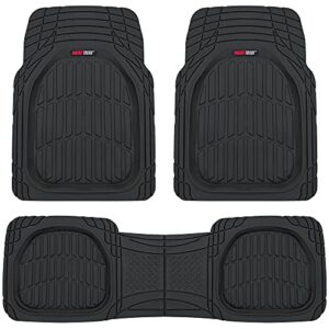 motor trend 923 bk black flextough contour liners deep dish heavy duty rubber floor mats for car suv truck & van all weather protection, universal trim to fit