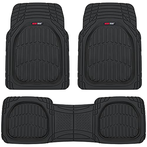 motor trend 923 bk black flextough contour liners deep dish heavy duty rubber floor mats for car suv truck & van all weather protection, universal trim to fit