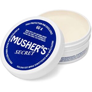 musher's secret dog paw wax (2.1 oz): all season pet paw protection against heat, hot pavement, sand, dirt, snow great for dogs on trails and walks!