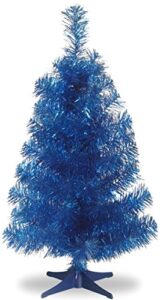 national tree company artificial christmas tree, blue tinsel, includes stand, 3 feet