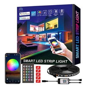nexlux led strip lights, wifi wireless smart phone controlled 16.4ft non waterproof strip light kit black color changing lights,working with android and ios system,ifttt