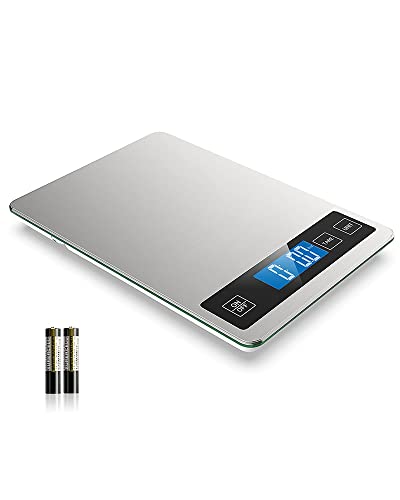nicewell food scale, 22lb digital kitchen scale weight grams and oz for cooking baking, 1g/0.1oz precise graduation, stainless steel and tempered glass