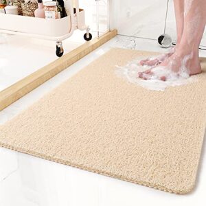 non slip bathtub mat, shower mats for bath tub, pvc loofah bathroom mats for wet areas, quick drying (17"x30")