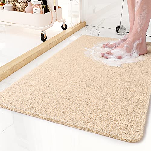 non slip bathtub mat, shower mats for bath tub, pvc loofah bathroom mats for wet areas, quick drying (17"x30")