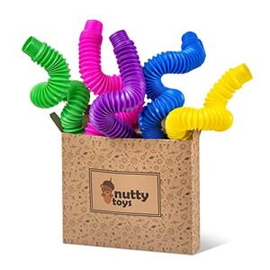 nutty toys 5 pk jumbo xl pop tube sensory toys fine motor skills & learning for toddlers, top adhd fidget 2021, unique kids & adults christmas stocking stuffer gift idea, best boy & girl present