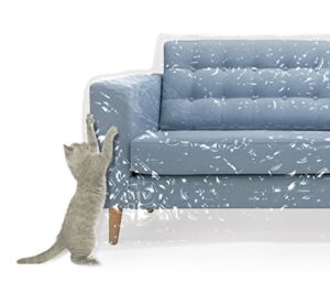 plastic couch cover pets | cat scratching protector clawing deterrent | heavy duty water resistant thick clear vinyl | sofa slipover moving long term storage