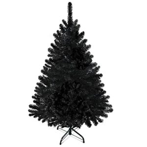 prextex 4 feet black christmas tree 320 tips premium hinged artificial canadian fir full bodied black christmas tree lightweight and easy to assemble with christmas tree metal stand