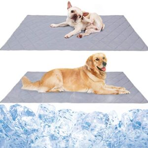 reversible large pet cooling mat pad for puppy bulldog boston terrier lab pug golden retriever, dog cool blanket rug carpet placed on bed kennel cave, machine washable, 43.3"x31.5"