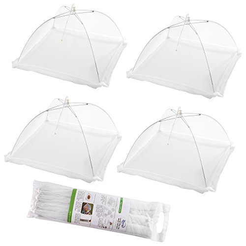 (set of 4) large pop up mesh screen food cover tents keep out flies, bugs, mosquitos reusable