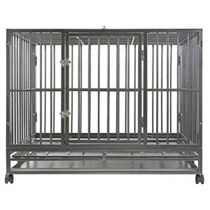 smithbuilt 36" medium heavy duty dog crate cage two door indoor outdoor pet & animal kennel with tray silver