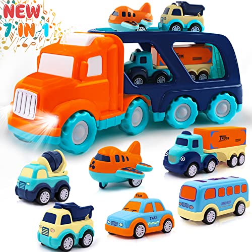 toddler toys car for boys: kids toys for 1 2 3 4 5 year old boys girls | boy toys 7 in 1 carrier vehicle toy trucks baby toys 12 18 months party christmas birthday gifts for boys toddler toys age 2 4