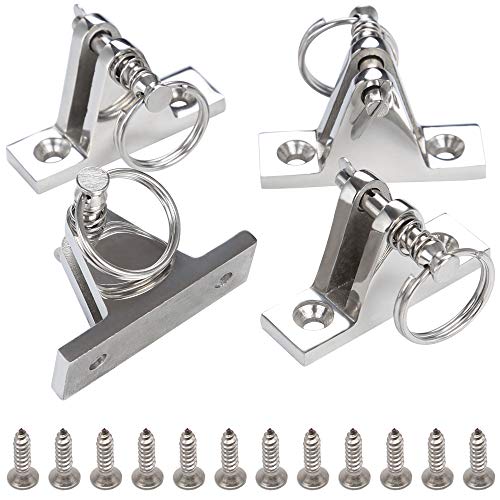 vturboway 4 pack bimini top deck hinge with pin and ring, 316 stainless steel, free installation screws