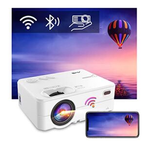 wifi bluetooth projector artlii enjoy 2 mini projector for iphone support full hd 1080p, keystone & zoom, 300" portable movie projector compatible with tv stick, ios, android
