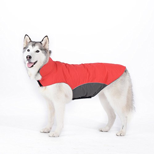 winter dog coat waterproof thicken dog jacket for lab pitbull doberman standard poodle,german sheperd large bread dog(red,2xl)