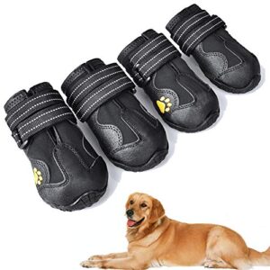 xsy&g dog boots,waterproof dog shoes,dog booties with reflective rugged anti slip sole and skid proof,outdoor dog shoes for medium dogs 4pcs size2