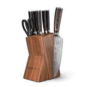yatoshi 5 knife block set pro kitchen knife set ultra sharp high carbon stainless steel with ergonomic handle