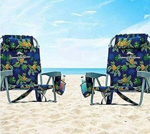 2 tommy bahama backpack beach chairs blue/pineapple