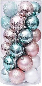 2021 christmas ball ornaments 30pcs shatterproof christmas tree ornaments, plastic ball decorations with string, perfect hanging balls for xmas tree, holiday wedding party, party decoration