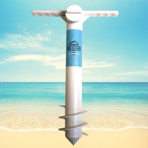 beachr beach umbrella stand sand anchor & outdoor umbrella base, a each essential ground anchor screw for sun protection shade strong winds one size fits all beach tents