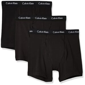 calvin klein underwear men's 3 pack cotton stretch boxer briefs, black, s