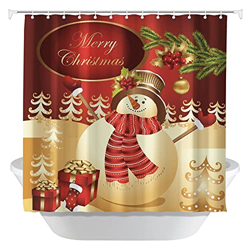 christmas shower curtain, polyester fabric machine washable xmas shower curtains for bathroom, 72x 72 inch waterproof hotel quality shower curtain with 12 hooks bathroom stalls, bathtubs decorations