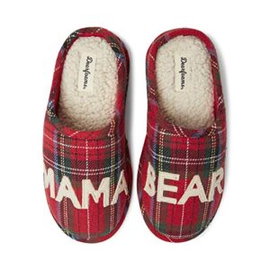 dearfoams women's mama bear slipper, tartan plaid, medium