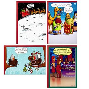 hallmark shoebox funny boxed christmas cards assortment, cartoons (4 designs, 24 christmas cards with envelopes)
