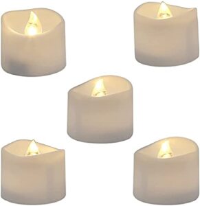 homemory realistic and bright flickering bulb battery operated flameless led tea light for seasonal & festival celebration, pack of 12, electric fake candle in warm white and wave open