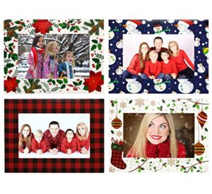 iconikal christmas photo frame greeting cards with envelopes, 16 count