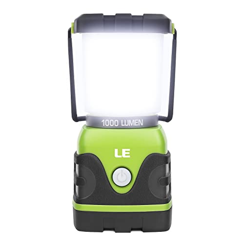 le led camping lantern, battery powered led with 1000lm, 4 light modes, waterproof tent light, perfect lantern flashlight for hurricane, emergency, survival kits, hiking, fishing, home and more