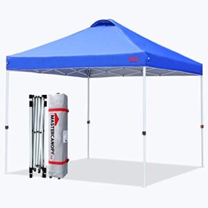 mastercanopy durable ez pop up canopy tent with roller bag (10x10, blue)