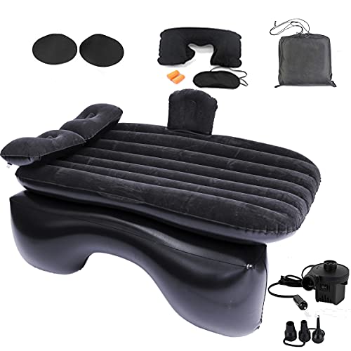 onirii inflatable car air mattress bed with back seat pump portable travel,camping,vacation,sleeping blow up pad fits car universal suv rv,truck,minivan, air couch with two air pillows