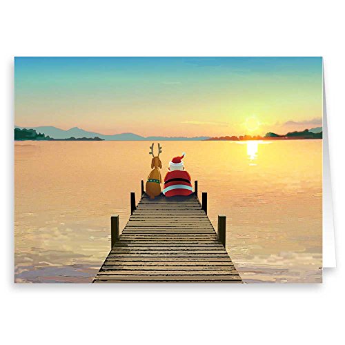personalized dock sunset christmas card 24 custom boxed cards and envelopes (personalized)